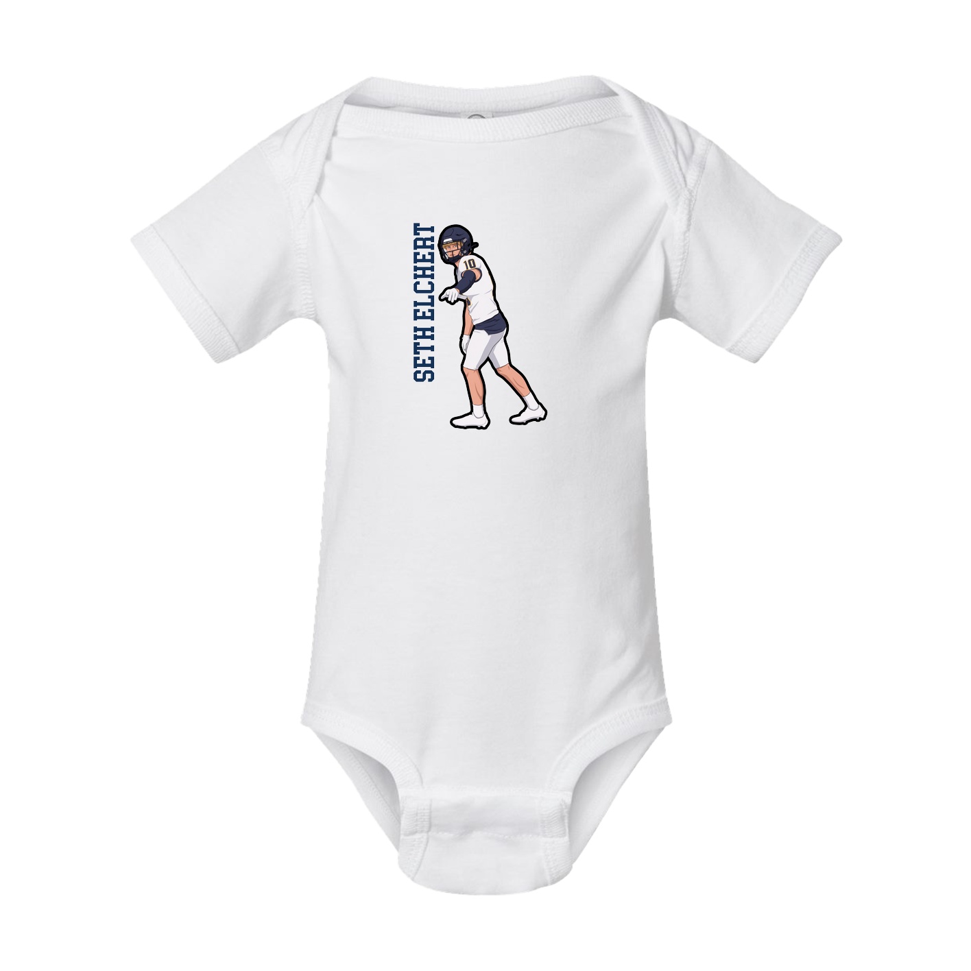 Baby Onesie — Name Vertical in White