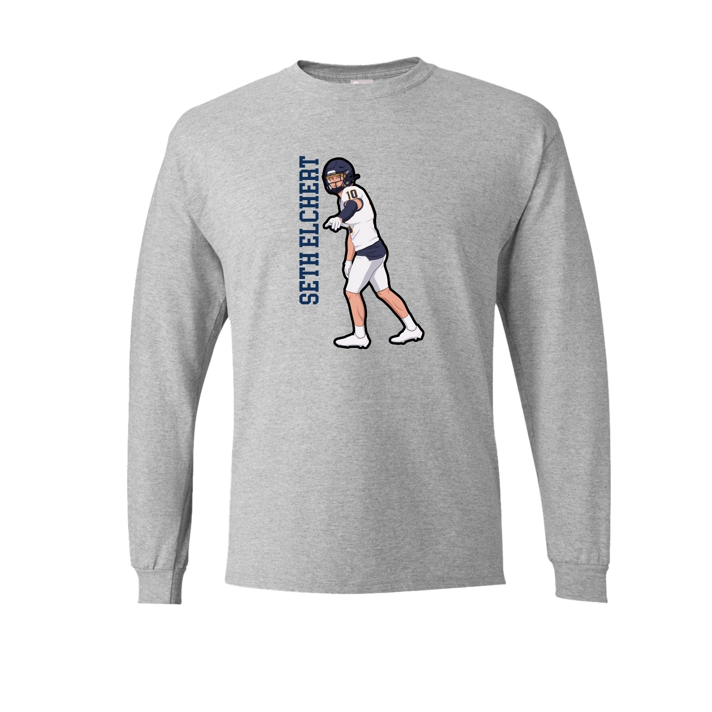 Long Sleeve Tee — Name Vertical in Grey