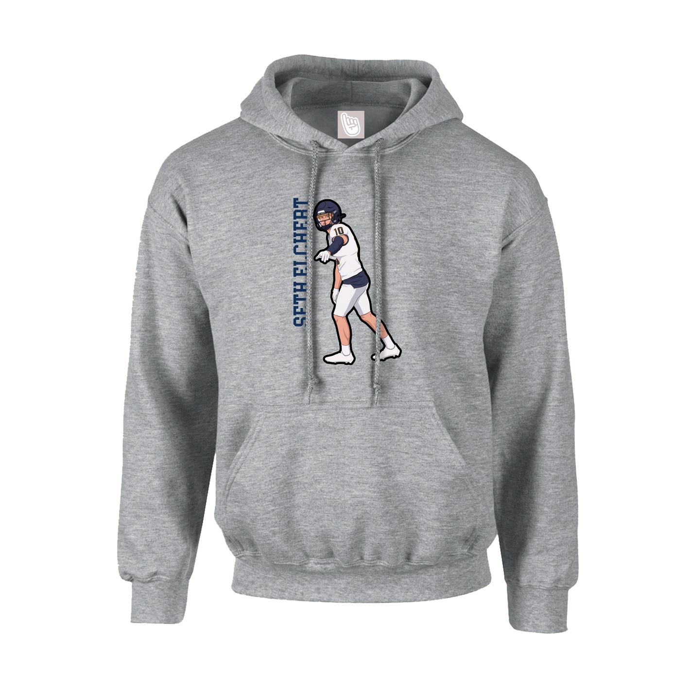 Youth Hoodie — Name Vertical in Grey
