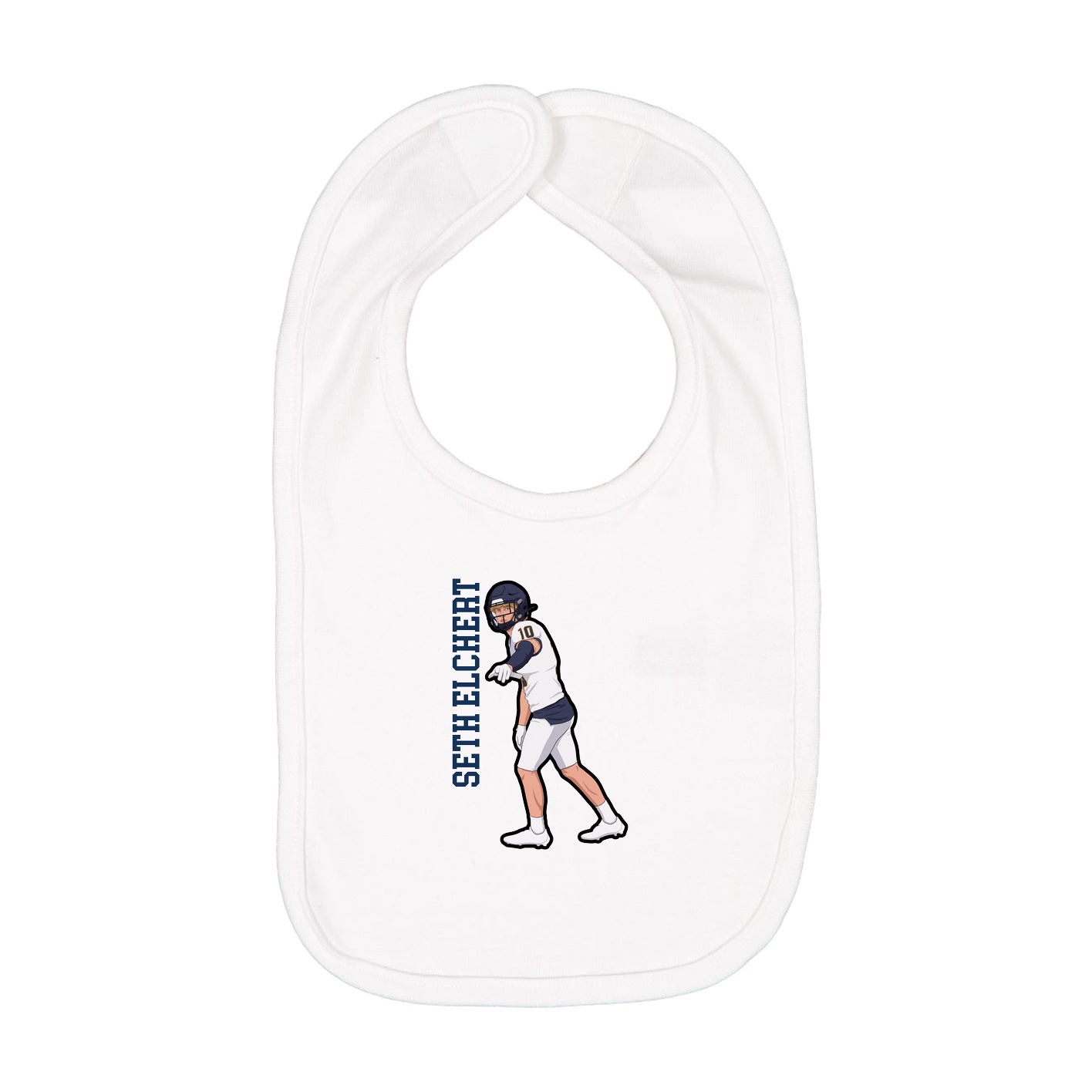 Infant Bib — Name Vertical in White