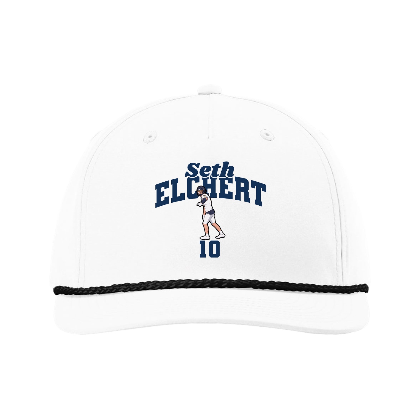 Five-Panel Classic Rope Cap — Signature Arch in White