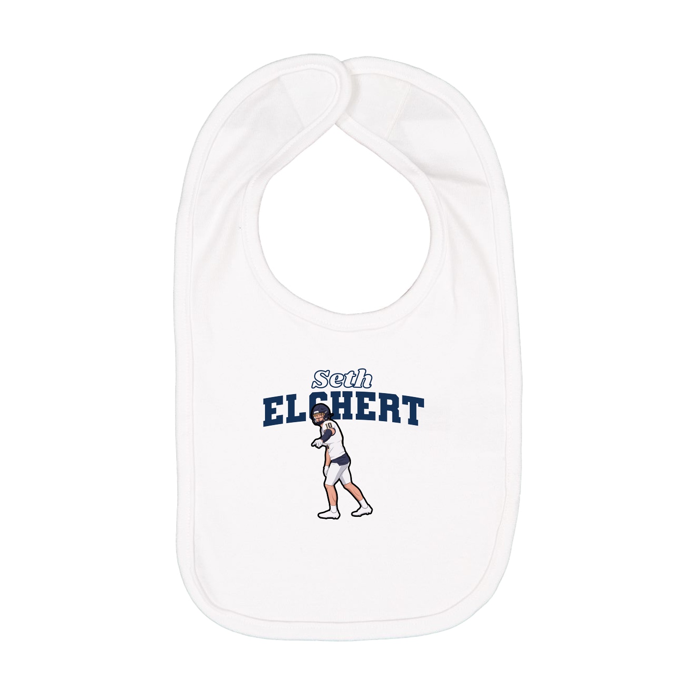 Infant Bib — Name Arch in White