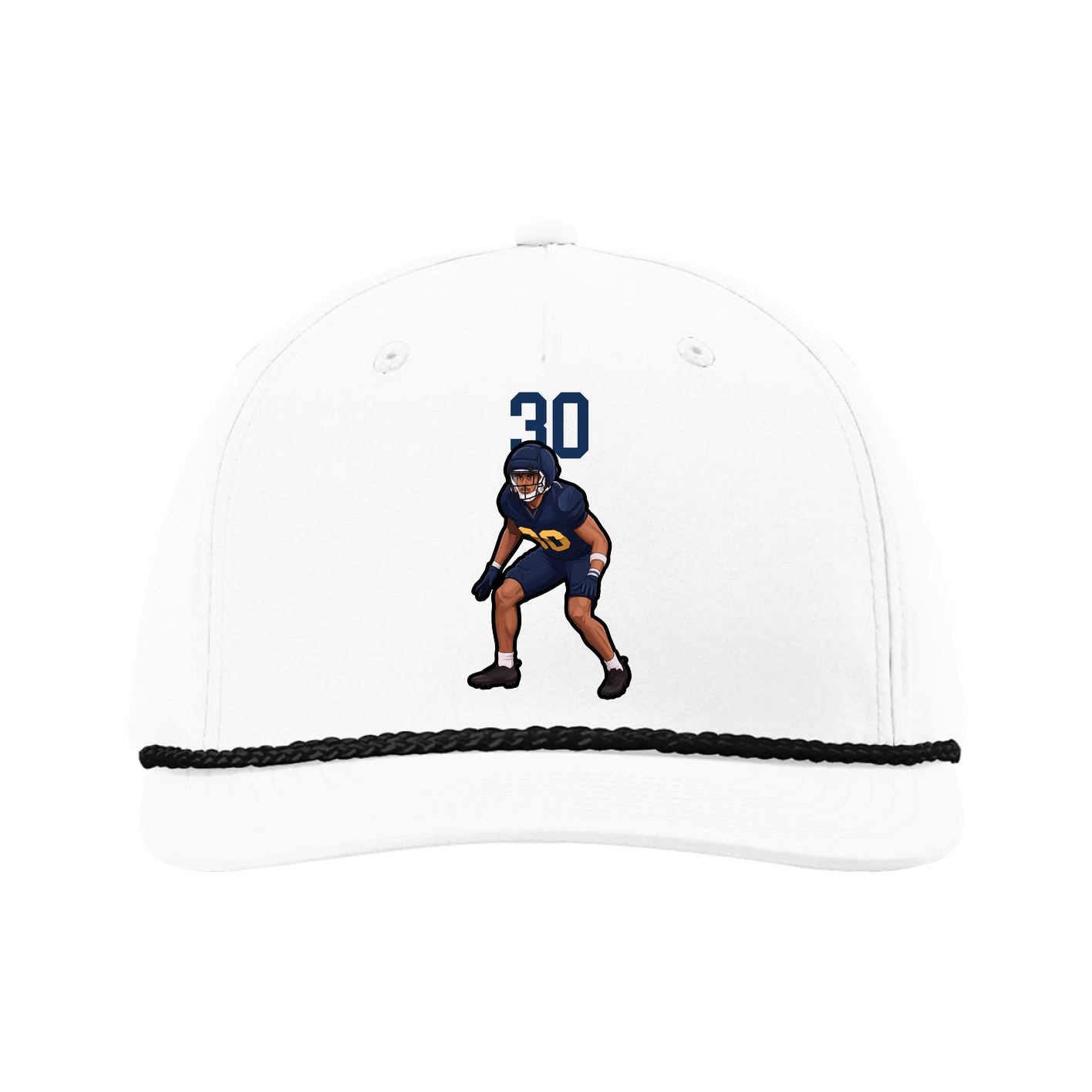 Five-Panel Classic Rope Cap — Number Top in White