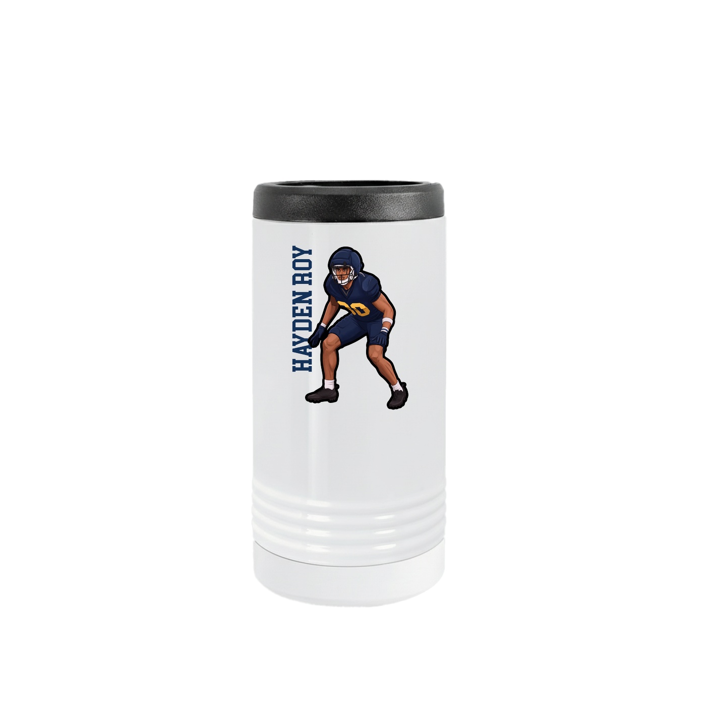 Slim Beverage Holder — Name Vertical in White