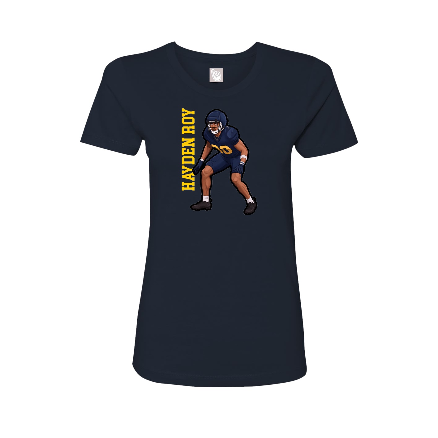 Fitted Women's Tee — Name Vertical in Navy