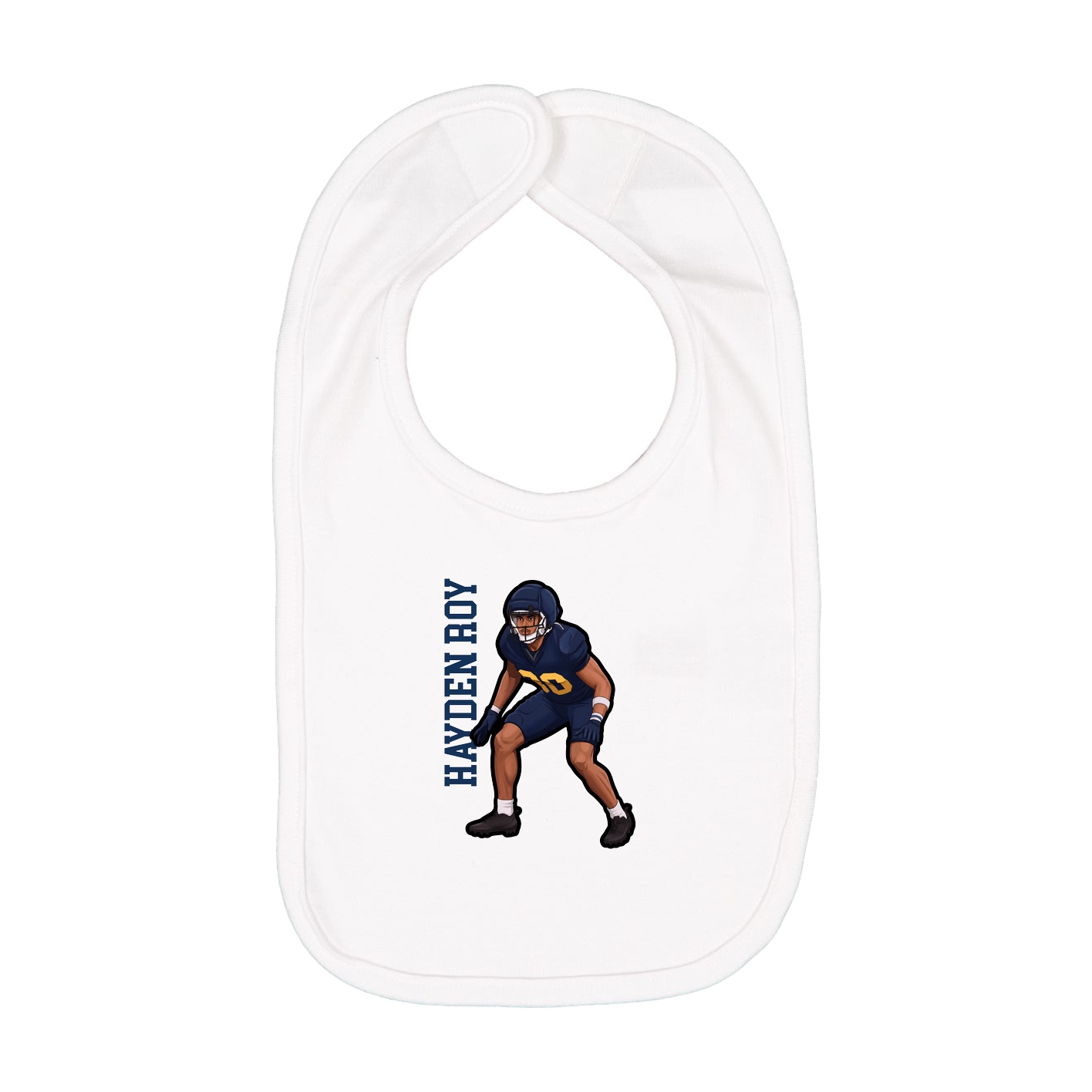 Infant Bib — Name Vertical in White