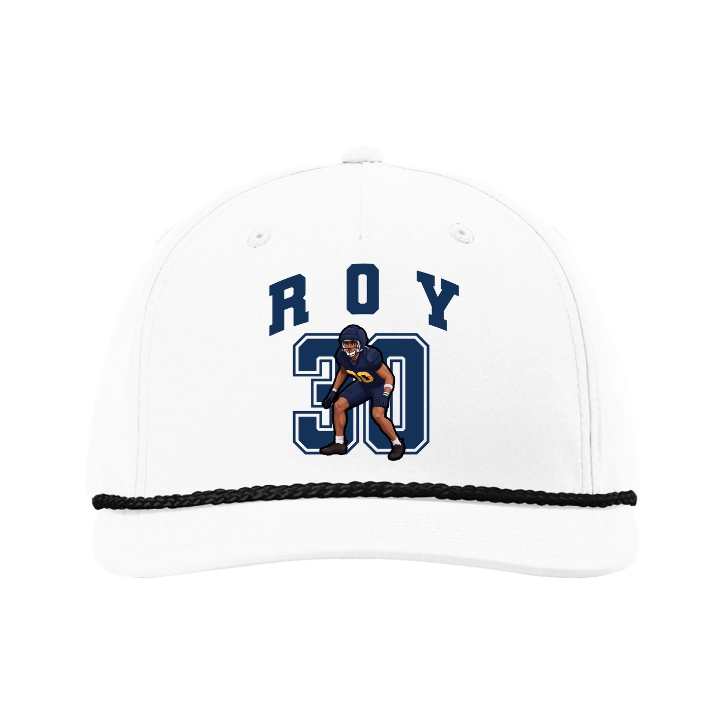 Five-Panel Classic Rope Cap — Number in White