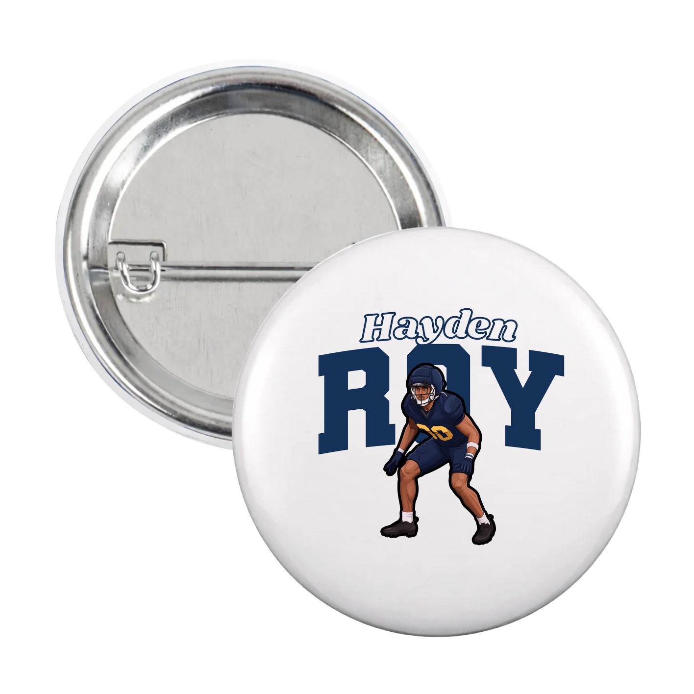 Game Day Button — Name Arch in White