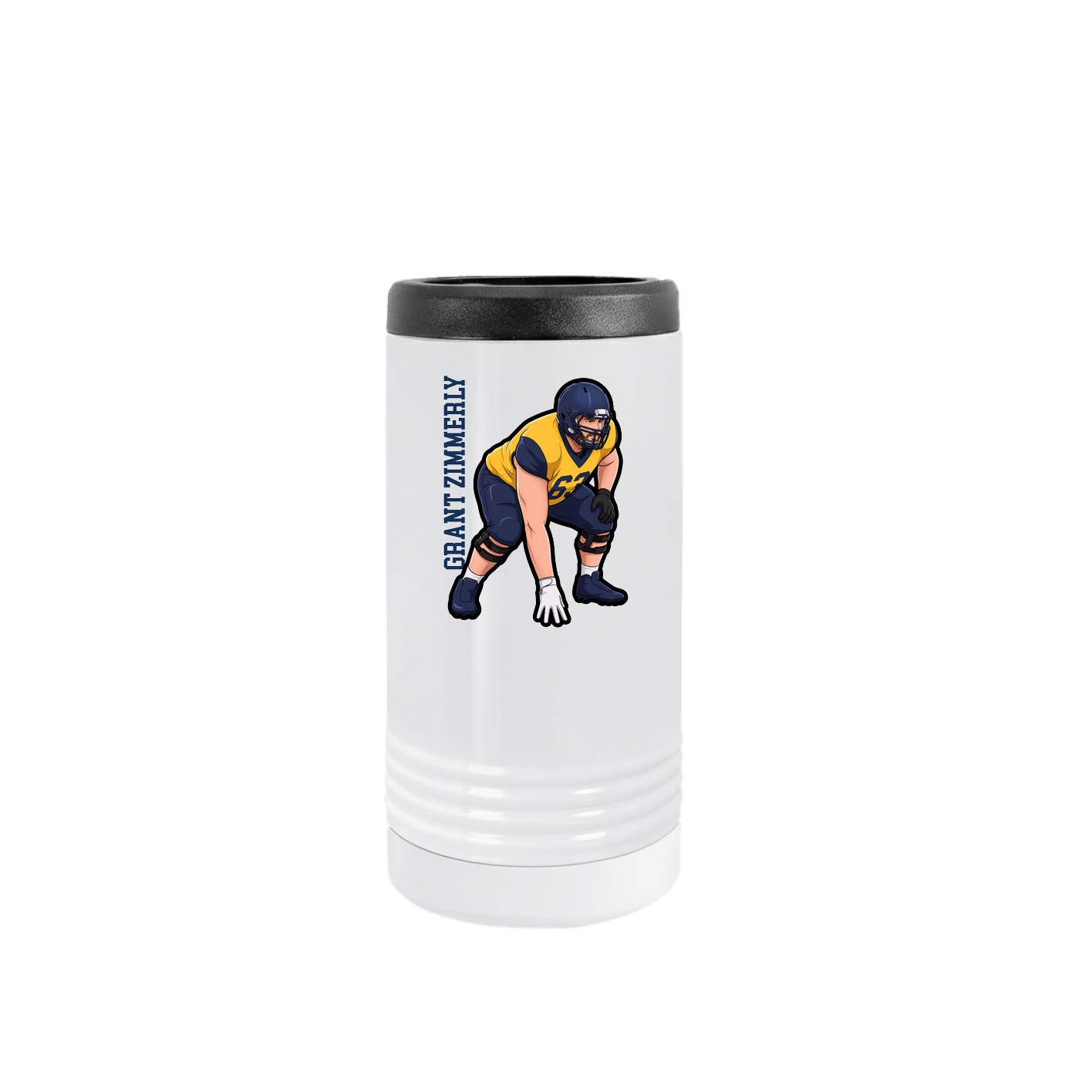 Slim Beverage Holder — Name Vertical in White