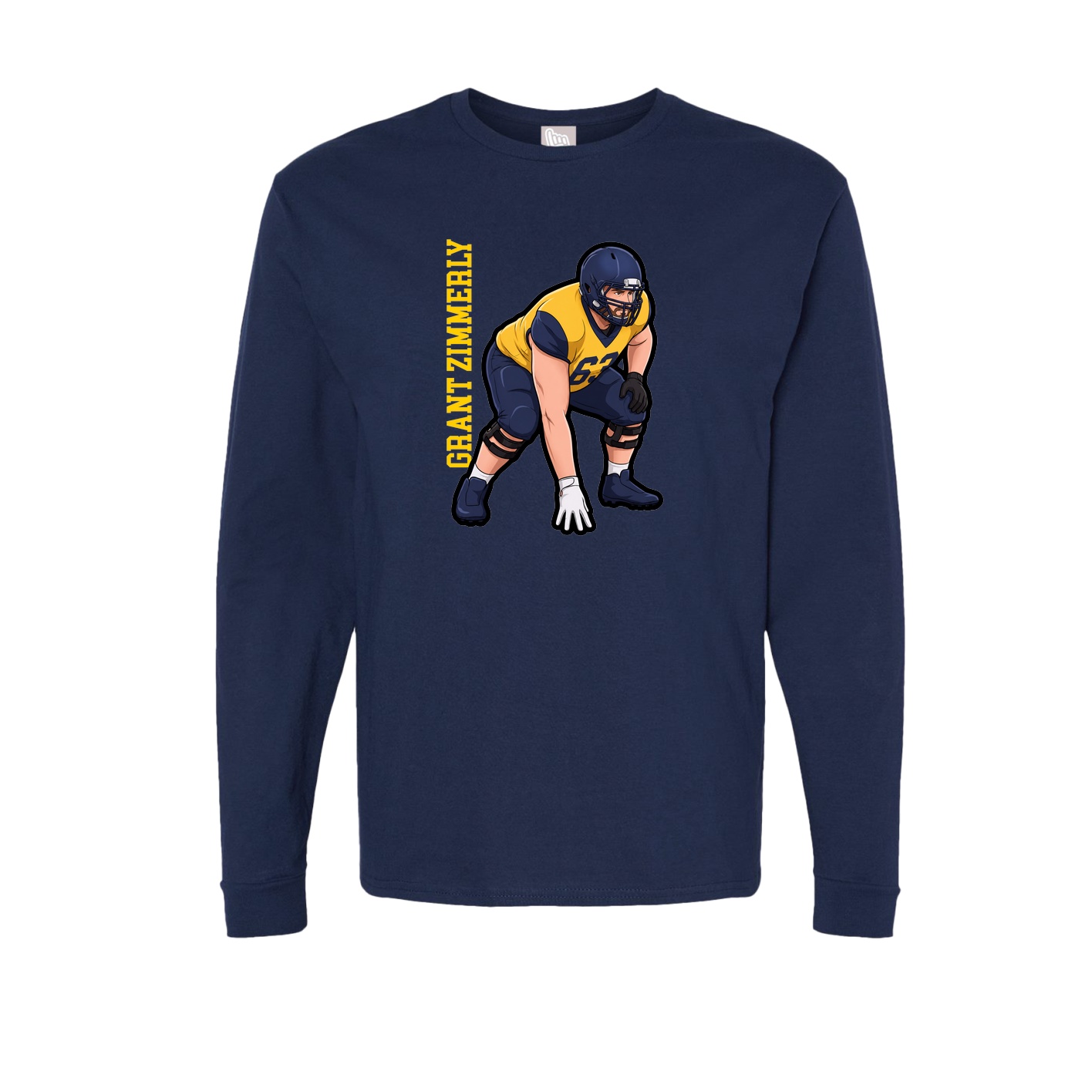 Long Sleeve Tee — Name Vertical in Navy