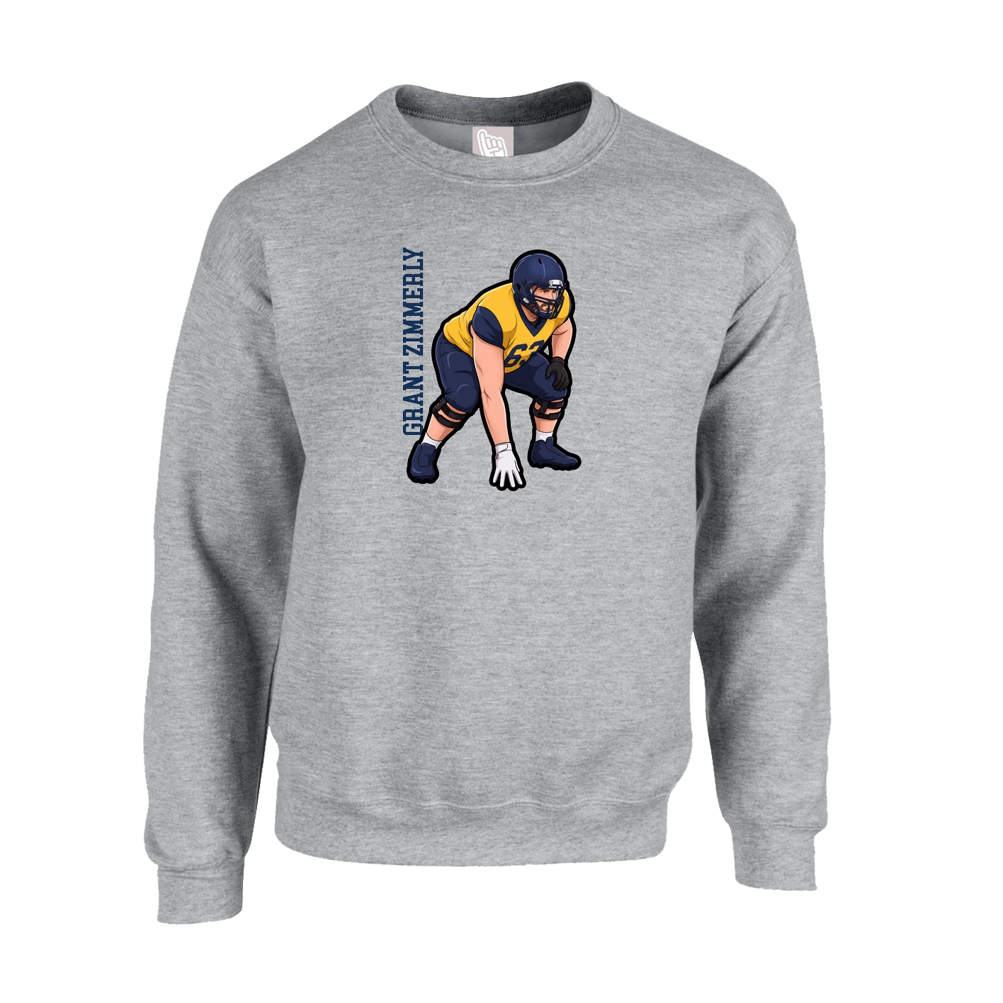 Fleece Crew — Name Vertical in Grey