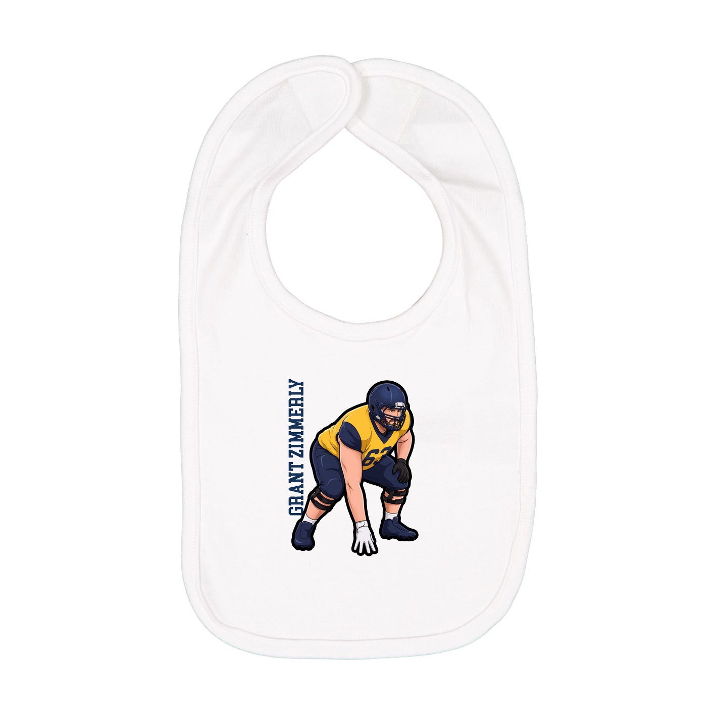 Infant Bib — Name Vertical in White