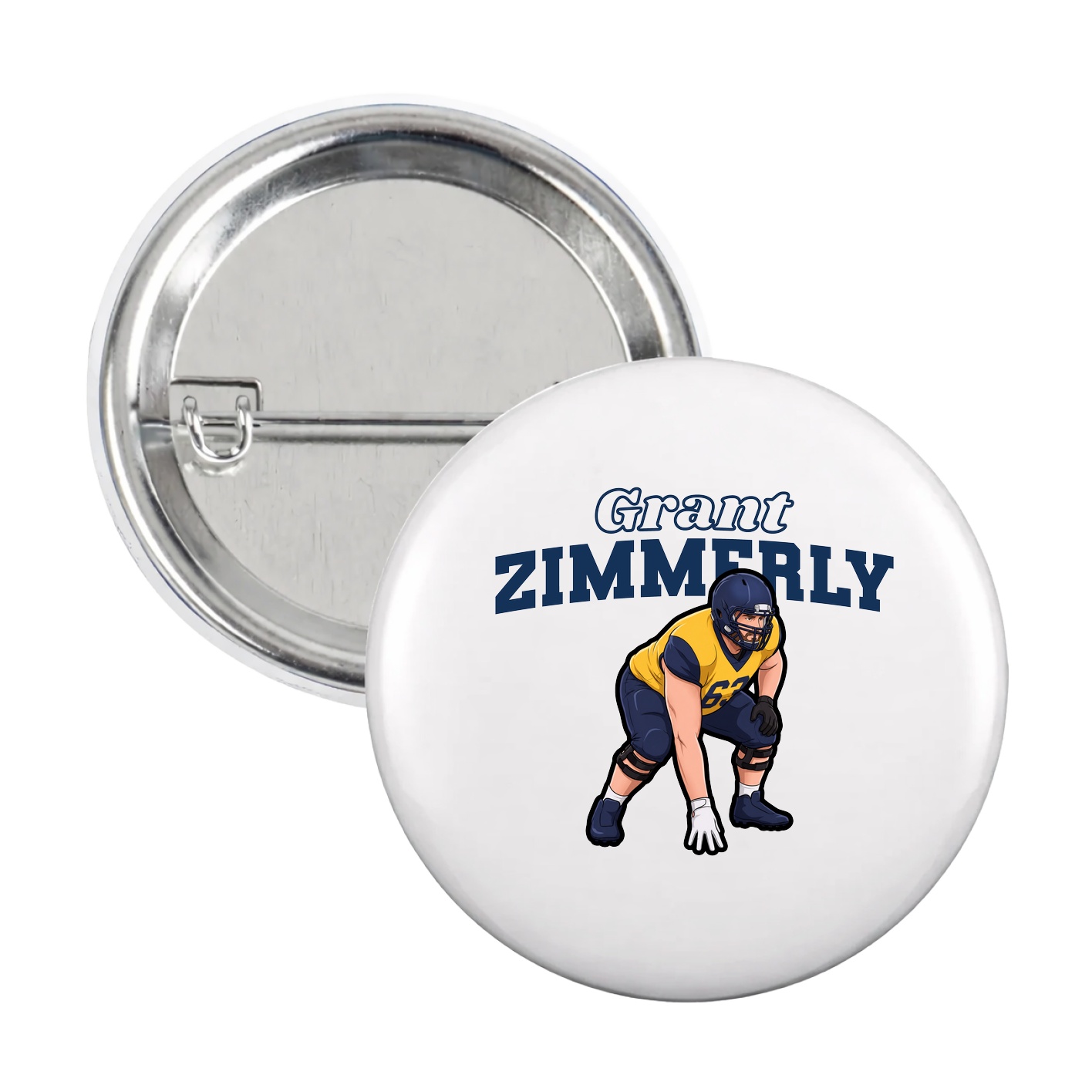 Game Day Button — Name Arch in White