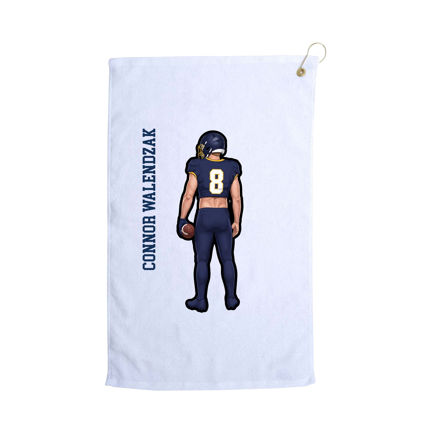 Golf Towel — Name Vertical in White