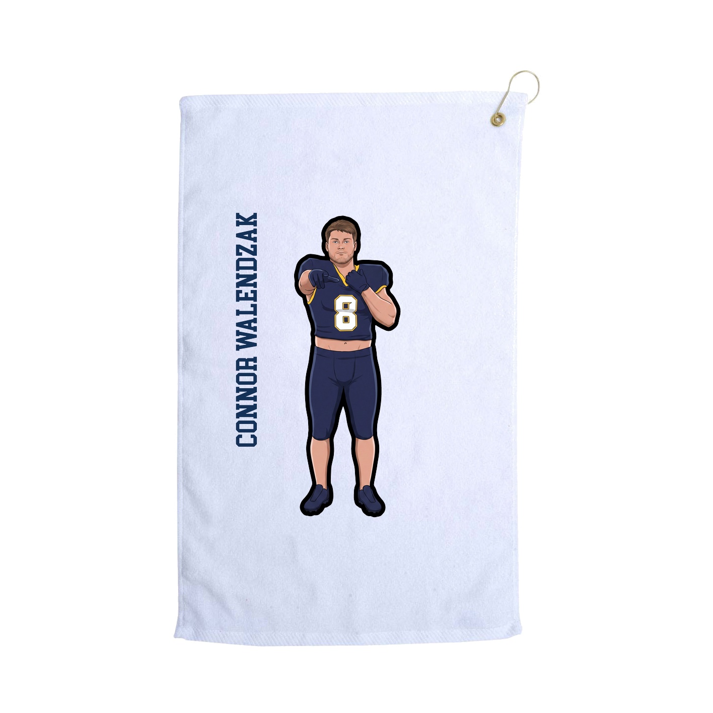 Golf Towel — Name Vertical in White