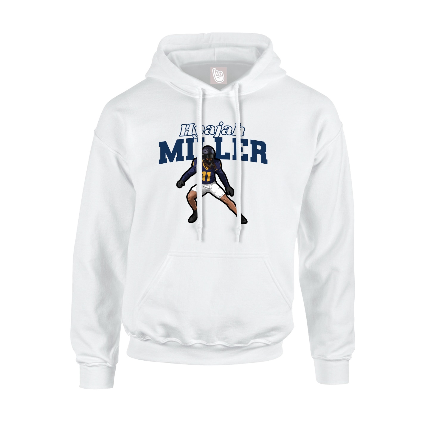 Youth Hoodie — Name Arch in White
