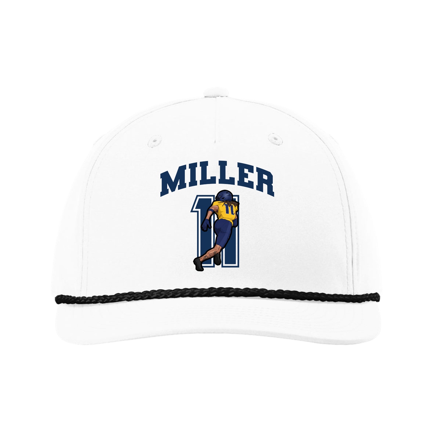 Five-Panel Classic Rope Cap — Number in White