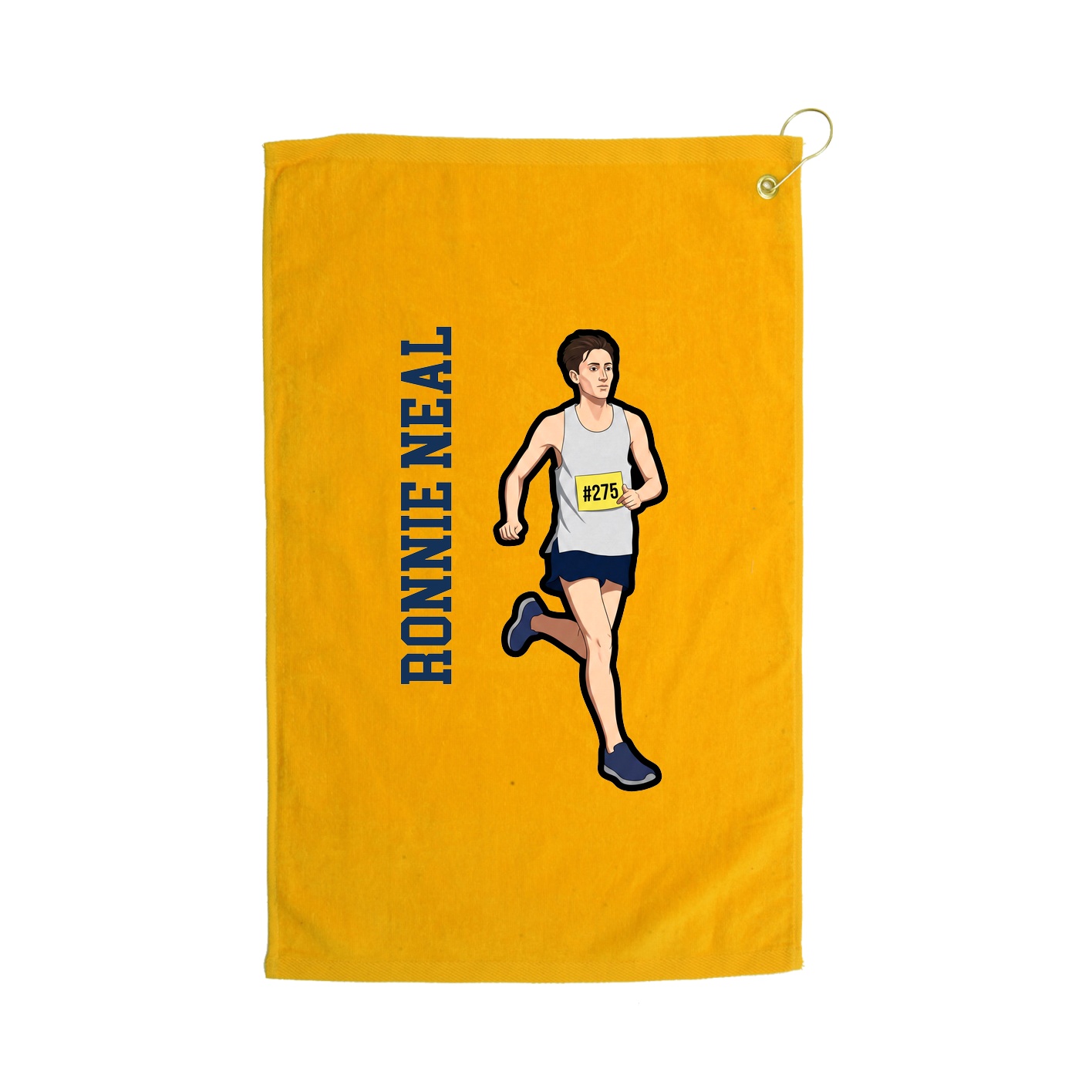 Golf Towel — Name Vertical in Gold
