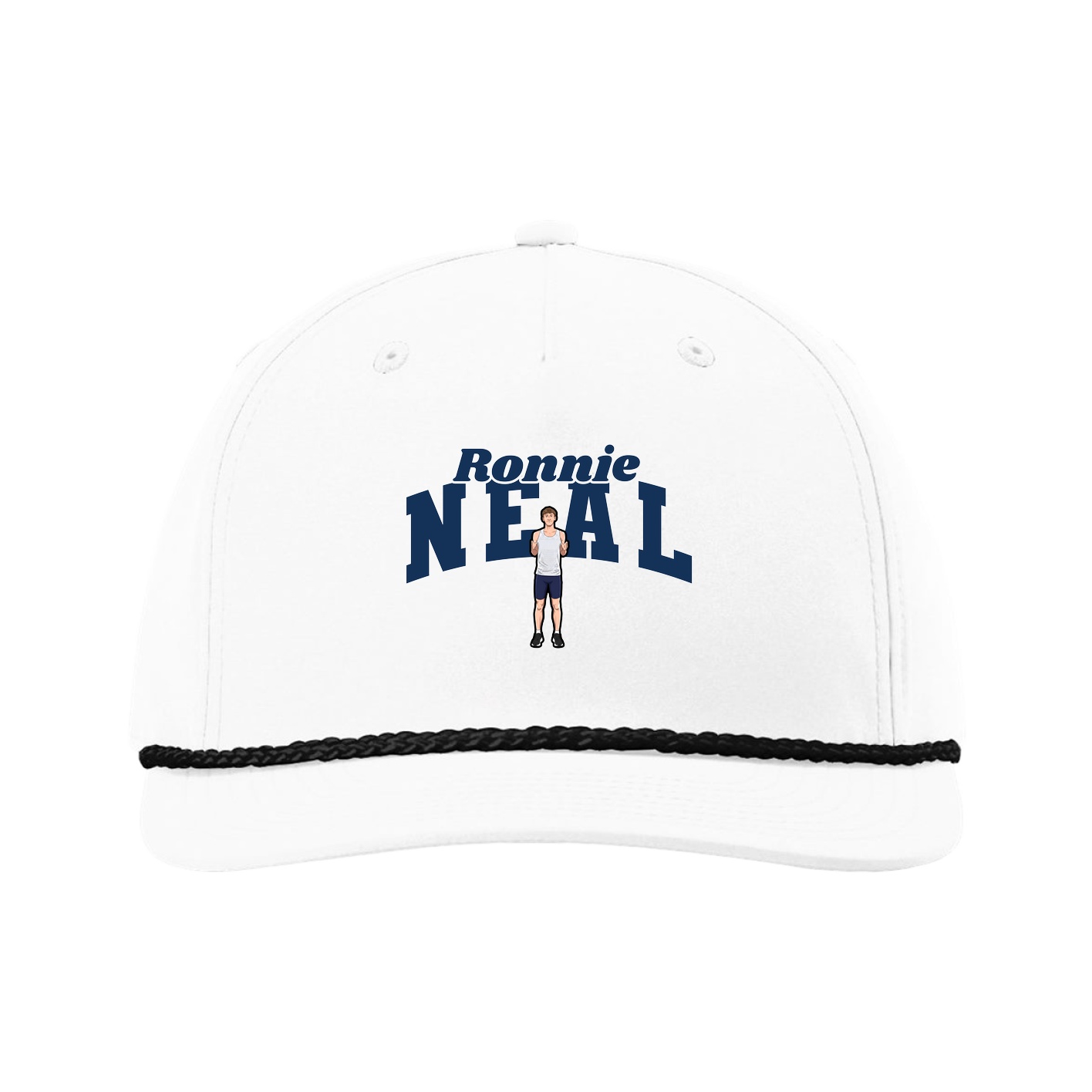 Five-Panel Classic Rope Cap — Signature Arch in White