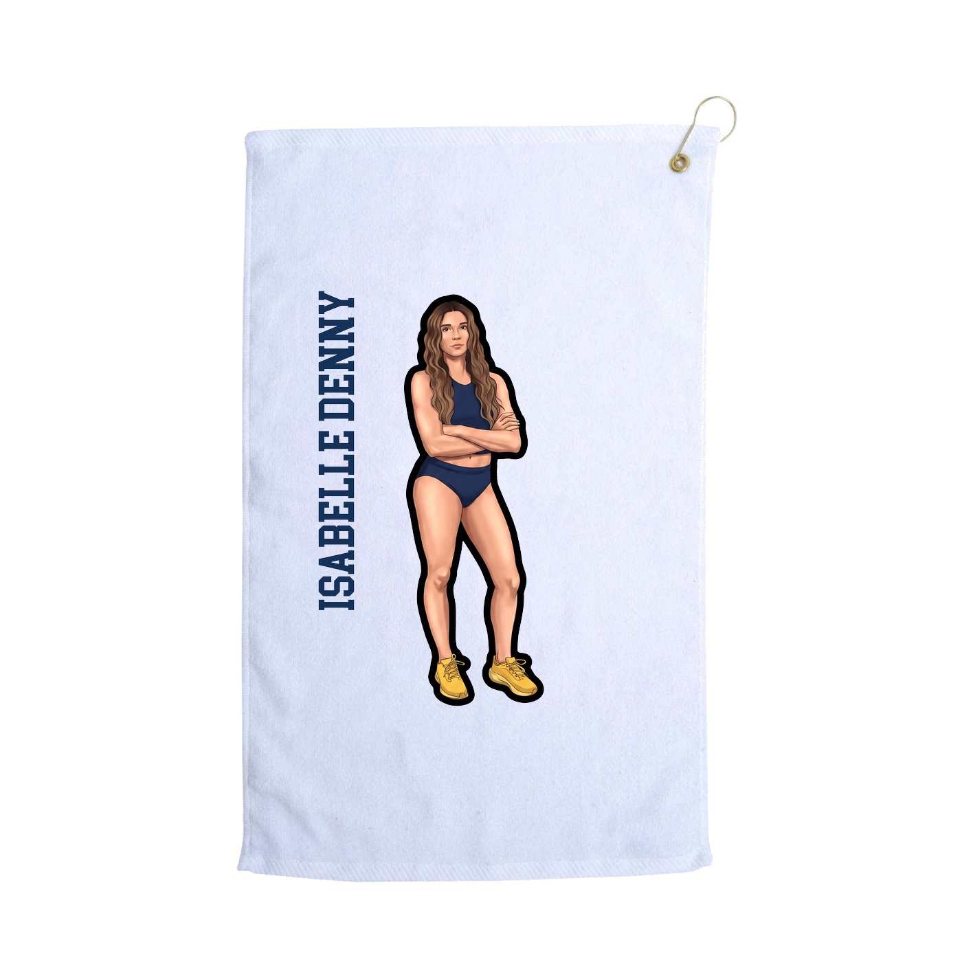 Golf Towel — Name Vertical in White