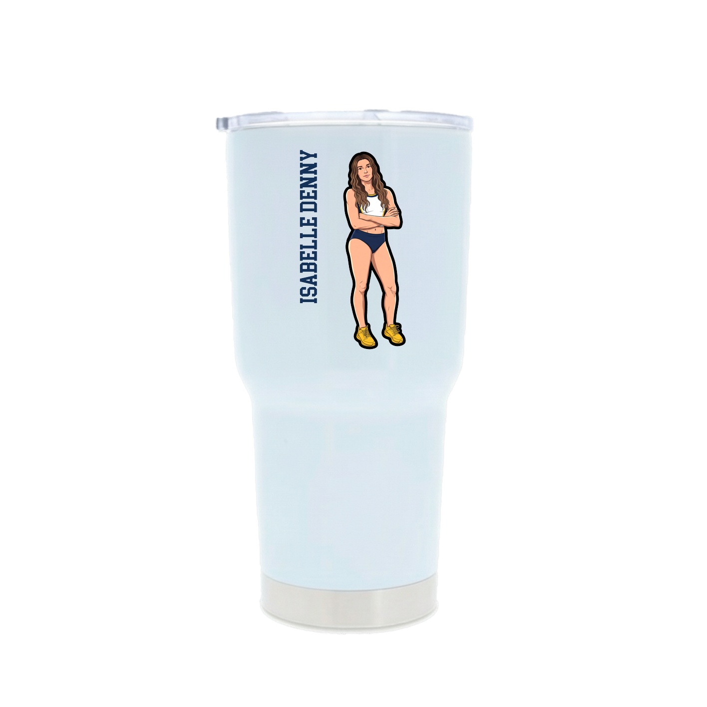 30oz Stainless Steel Tumbler — Name Vertical in White