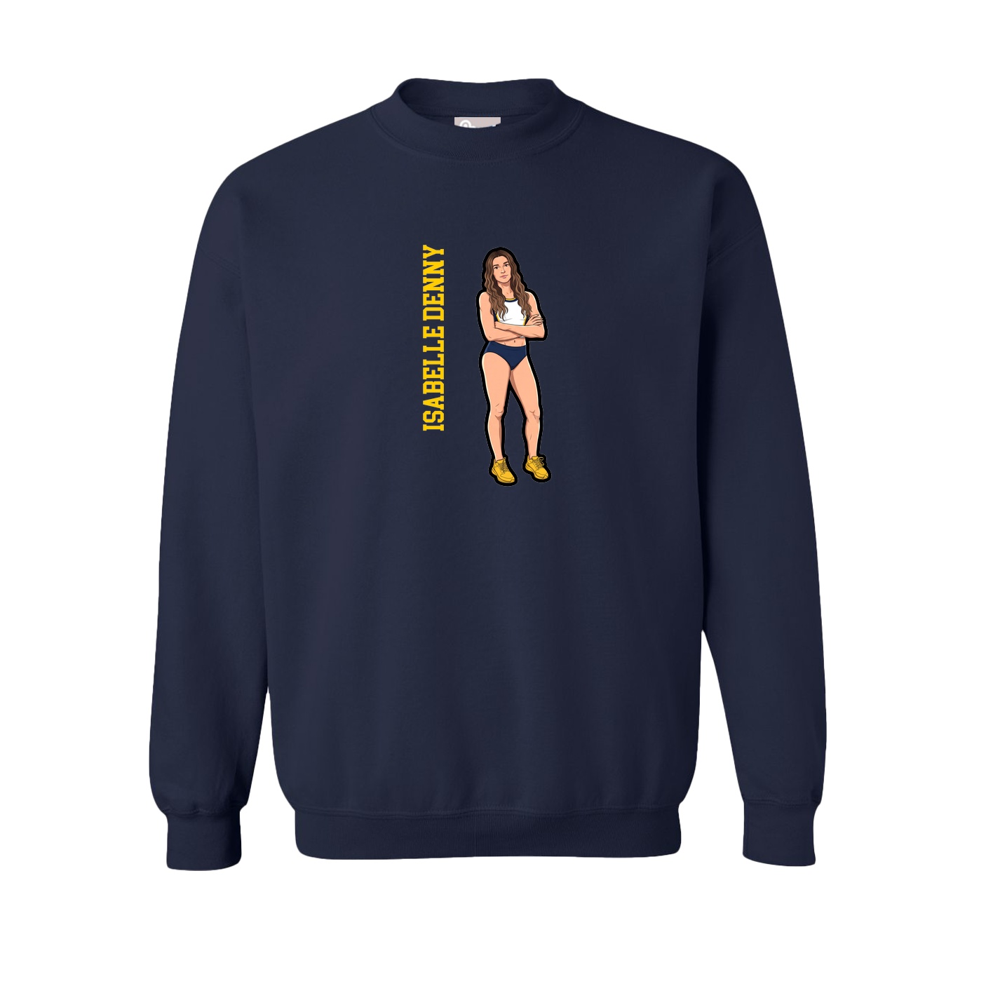 Fleece Crew — Name Vertical in Navy