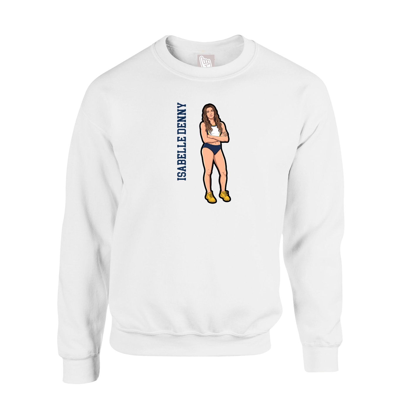 Fleece Crew — Name Vertical in White