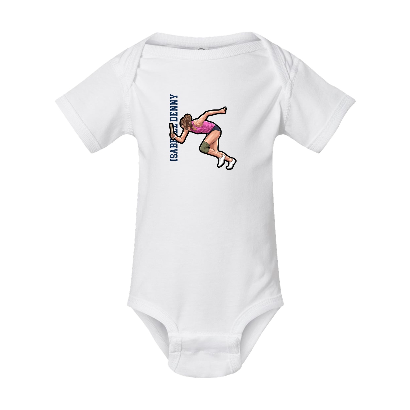 Baby Onesie — Name Vertical in White