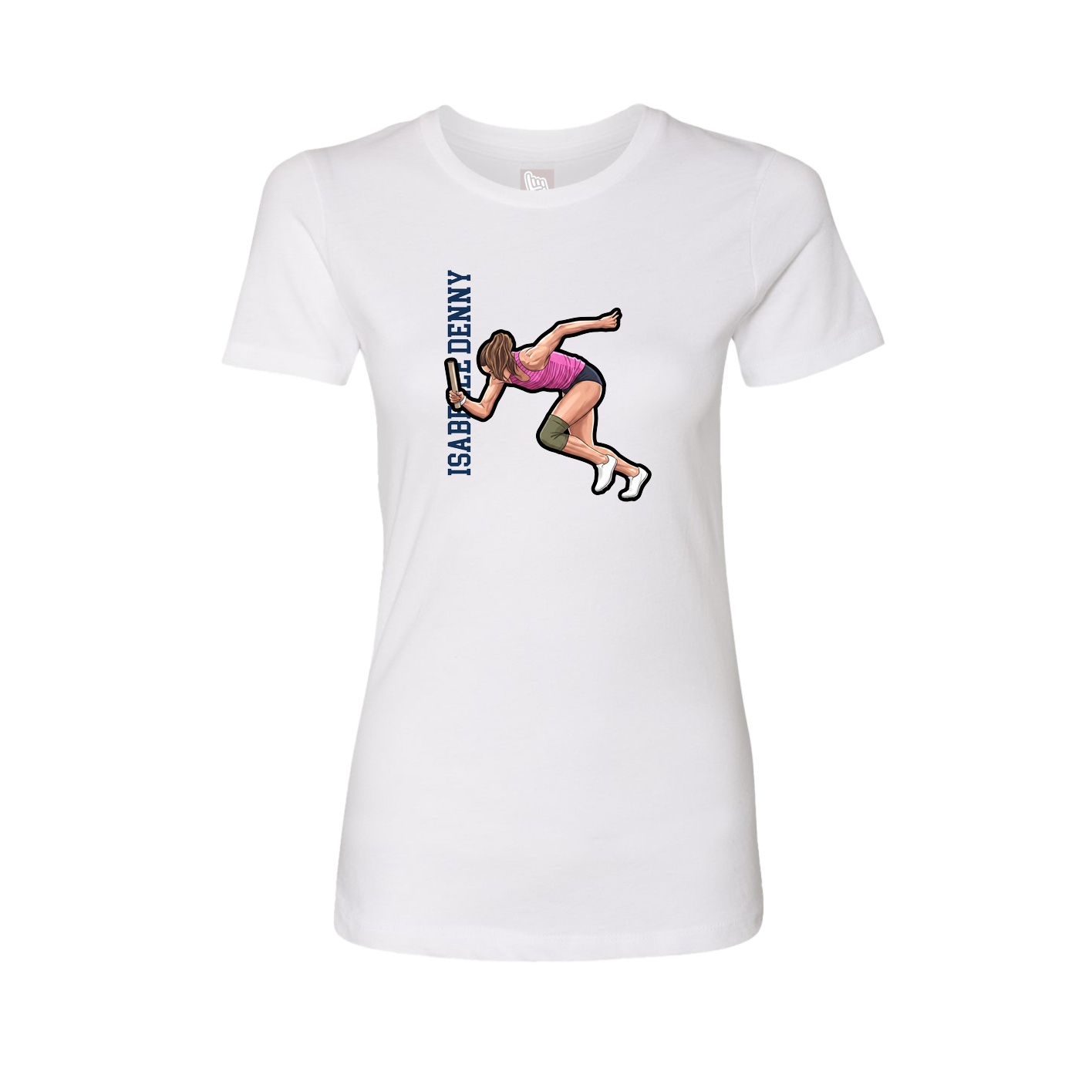 Womens Tee — Name Vertical in White