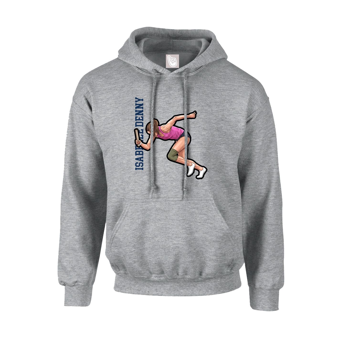 Youth Hoodie — Name Vertical in Grey