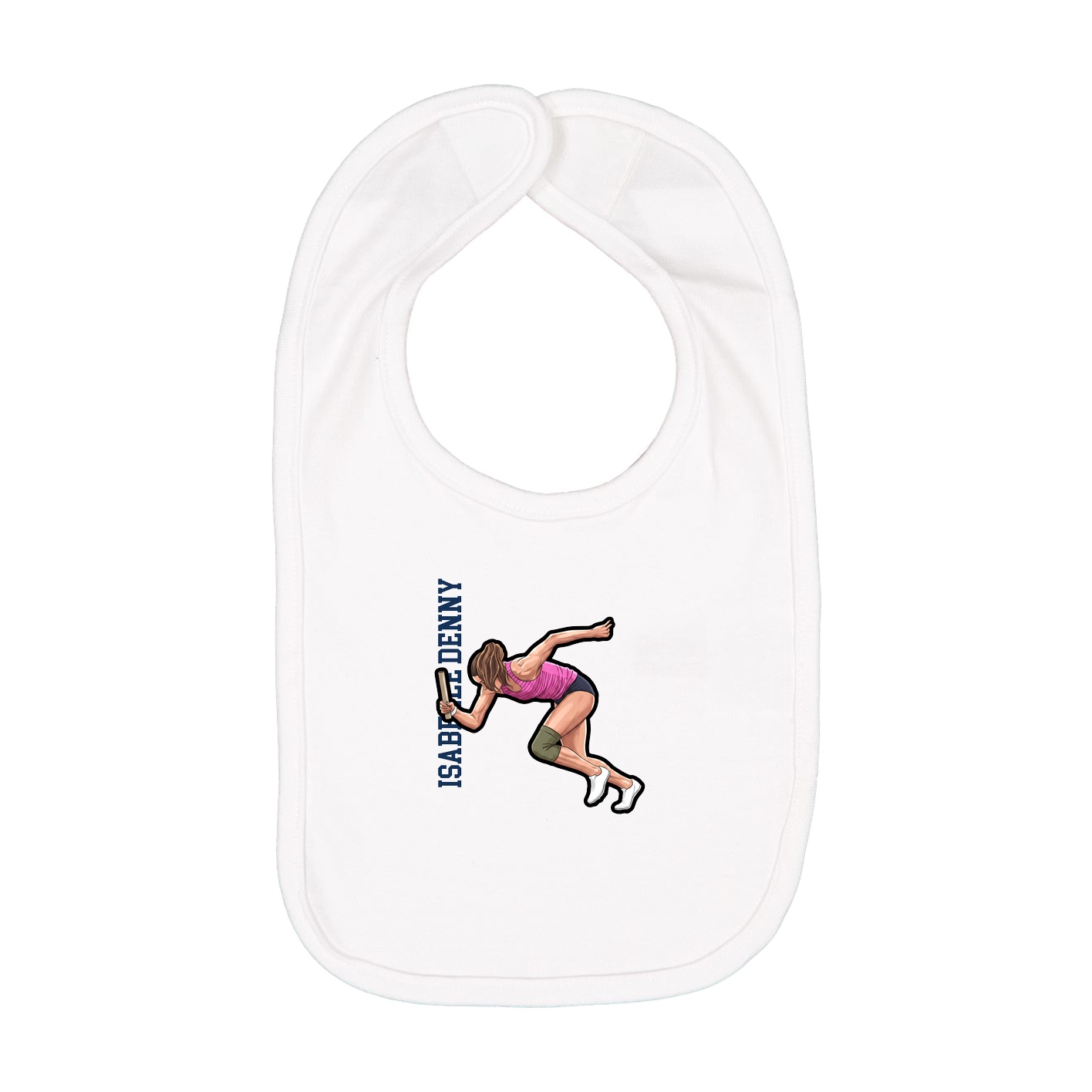Infant Bib — Name Vertical in White