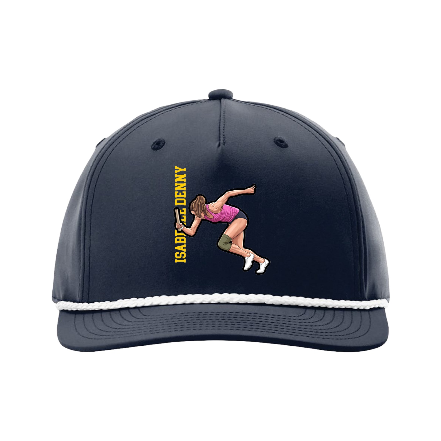 Five-Panel Classic Rope Cap — Name Vertical in Navy