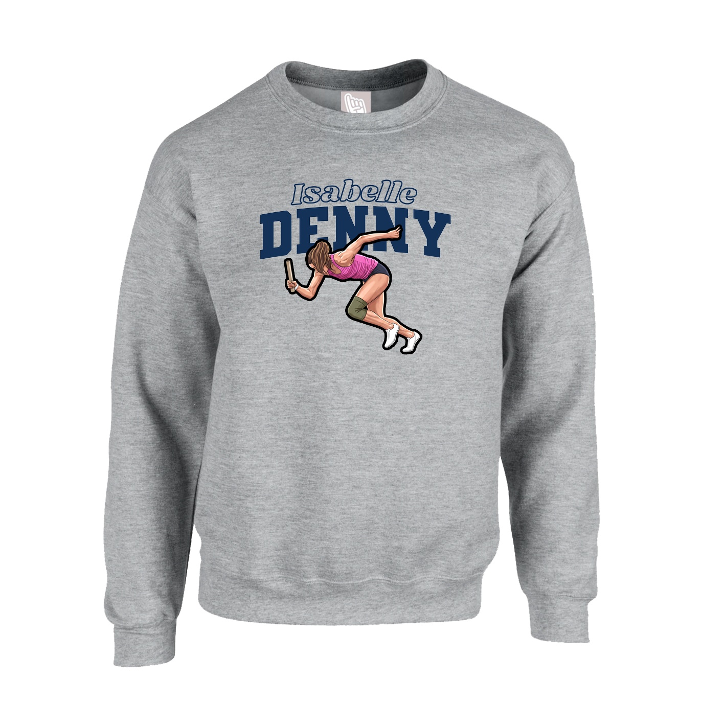 Fleece Crew — Name Arch in Grey