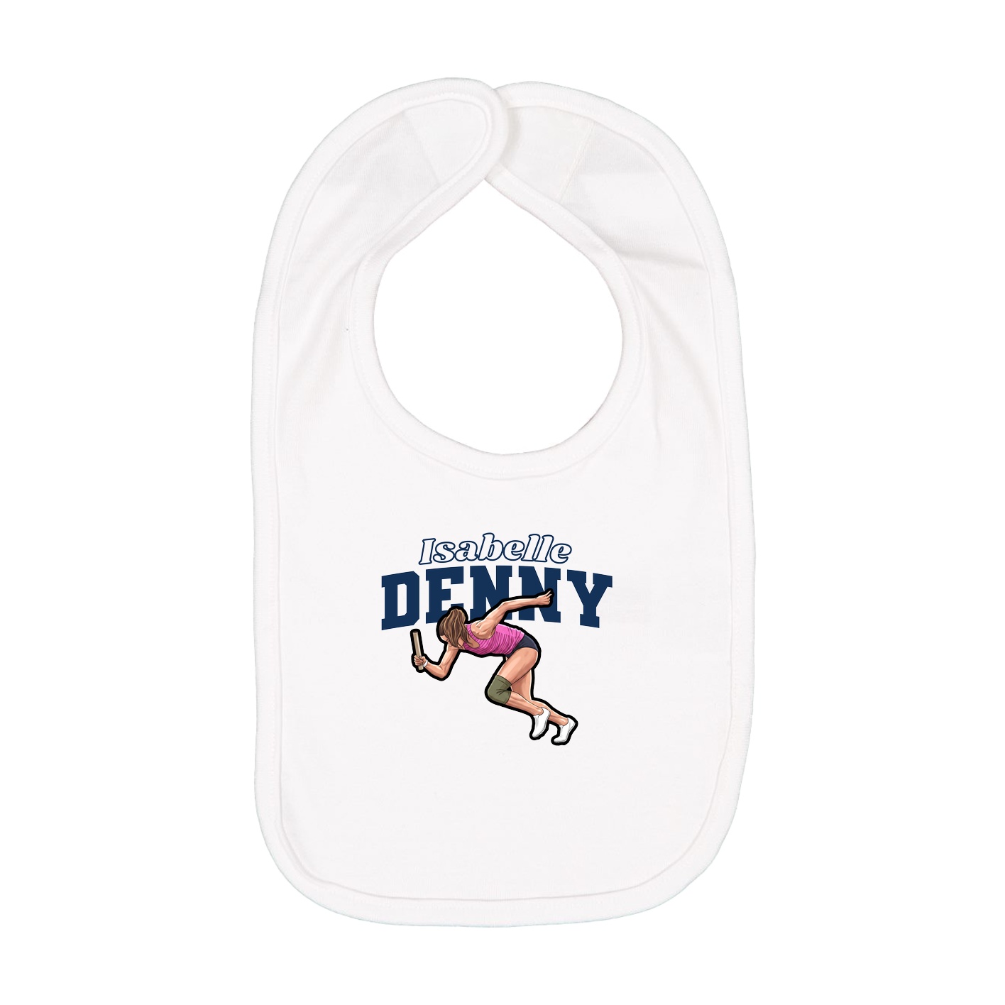 Infant Bib — Name Arch in White