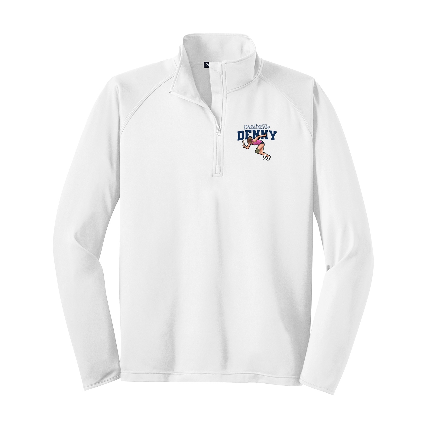 Q-Zip Pullover — Name Arch in White