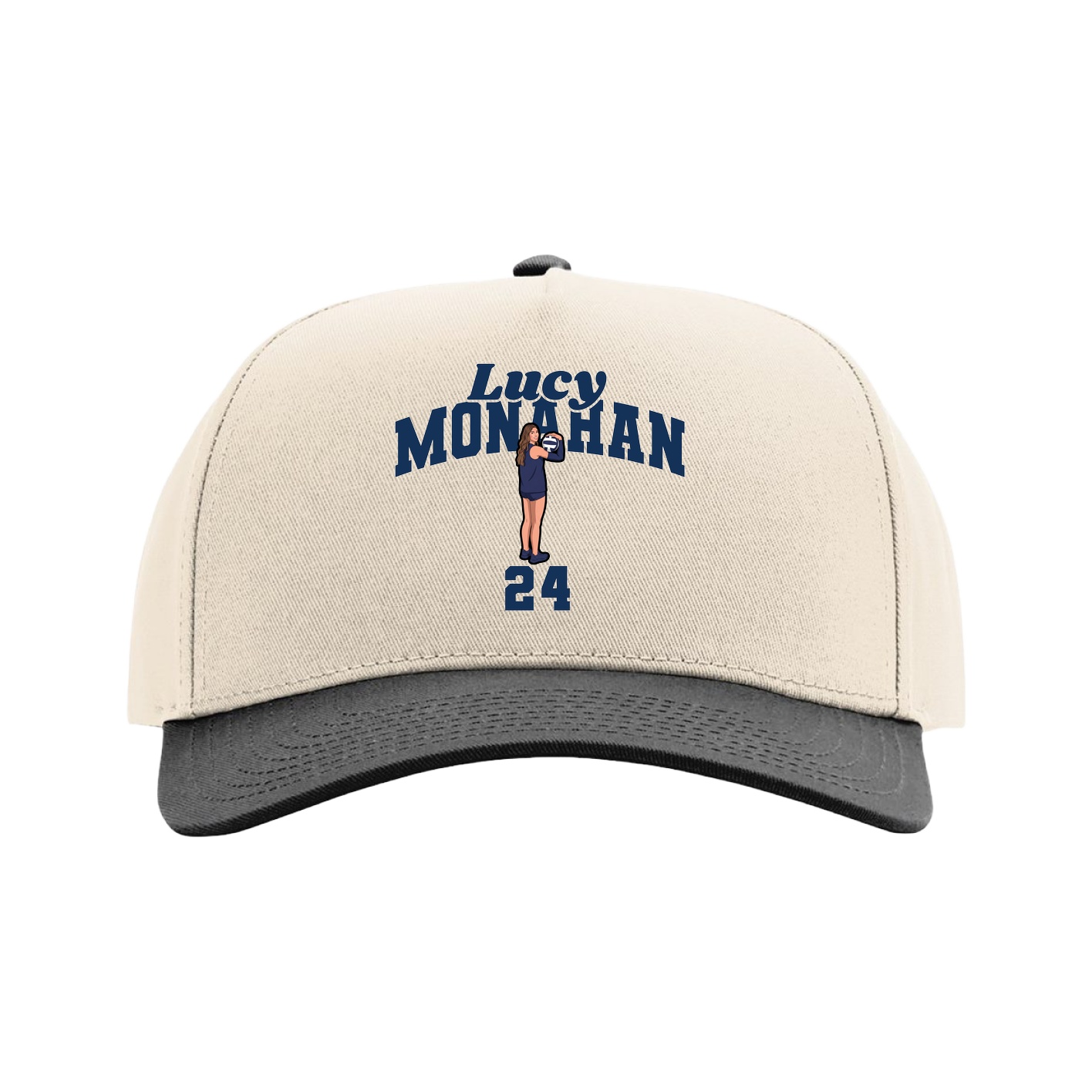 Full Fabric Five-Panel Champ Cap — Signature Arch in Cream/Black