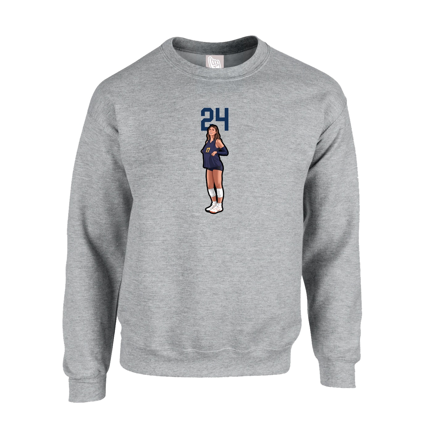 Fleece Crew — Number Top in Grey