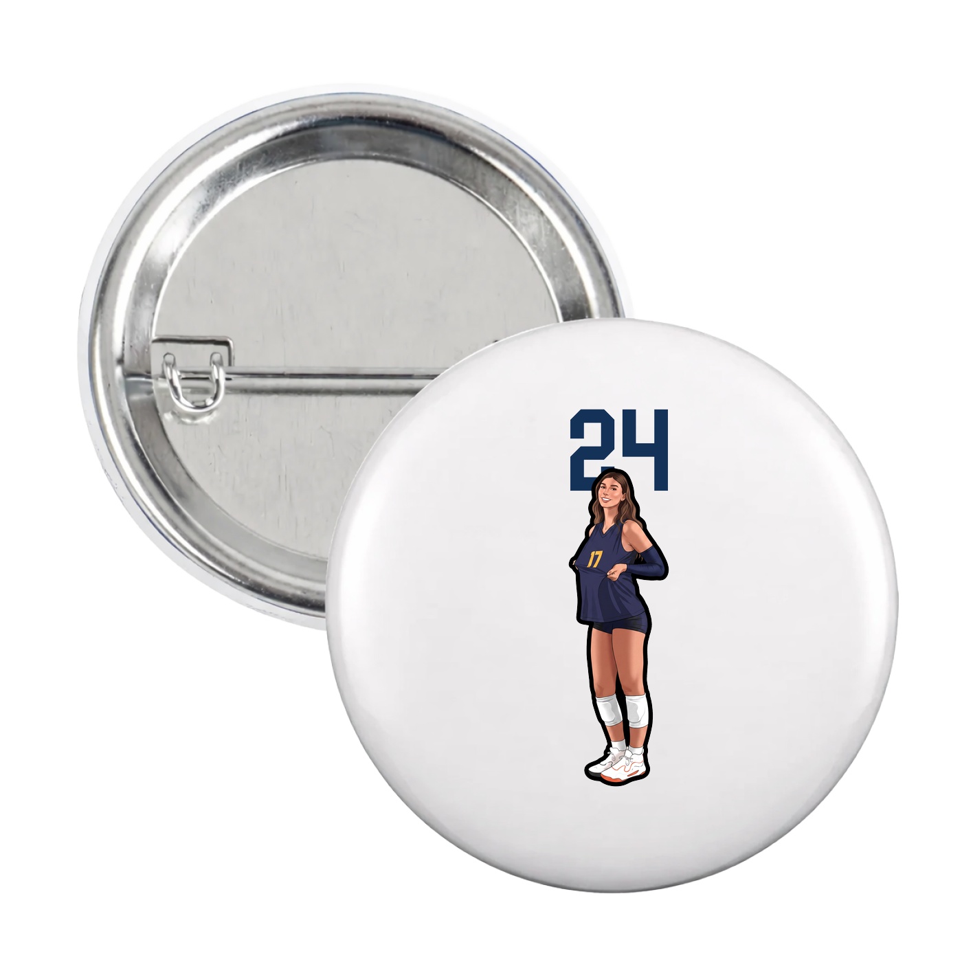 Game Day Button — Number Top in White