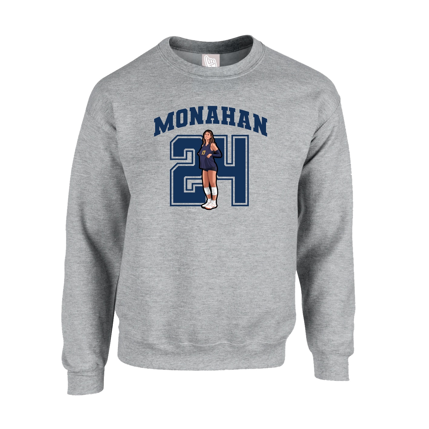 Fleece Crew — Number in Grey