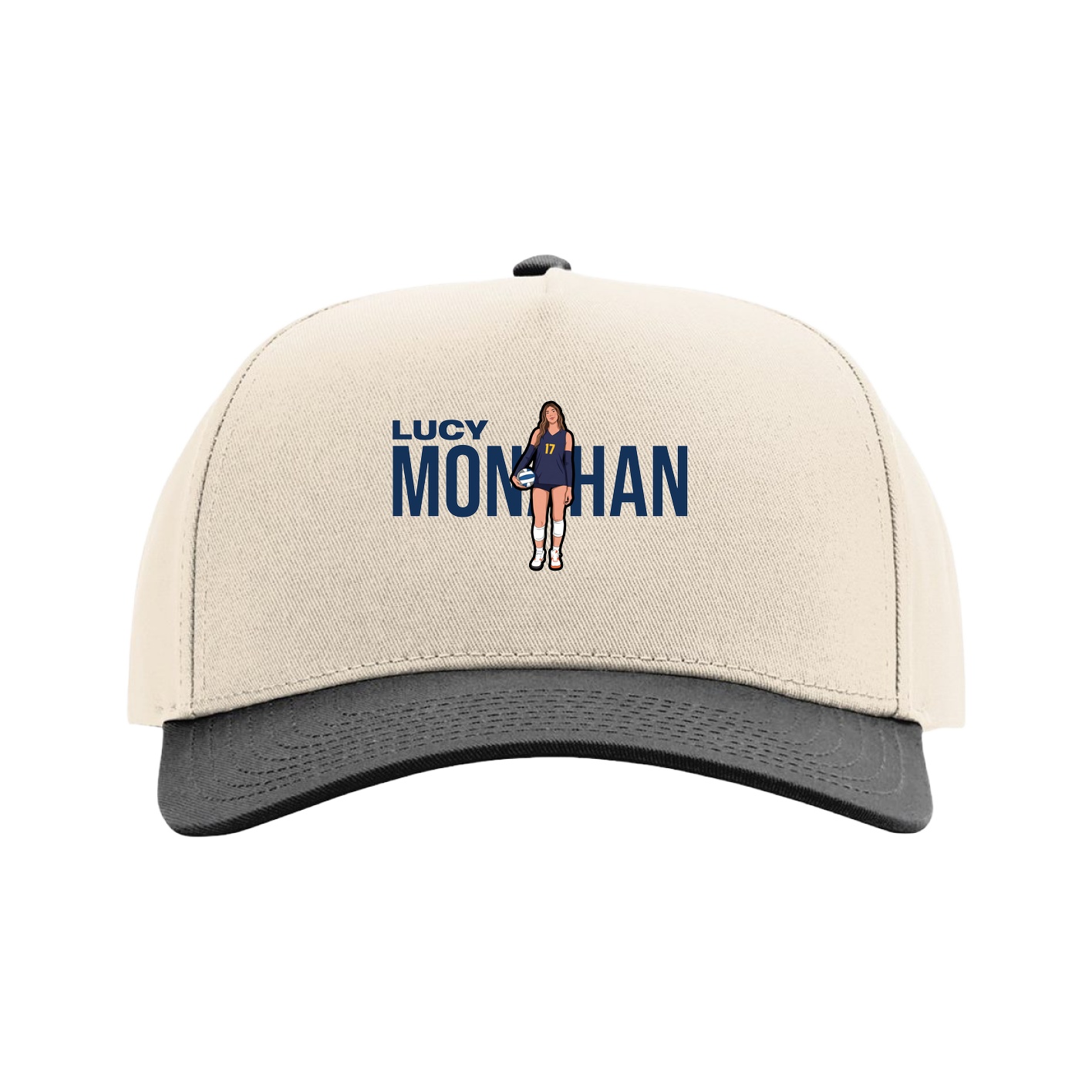 Full Fabric Five-Panel Champ Cap — Player Name in Cream/Black