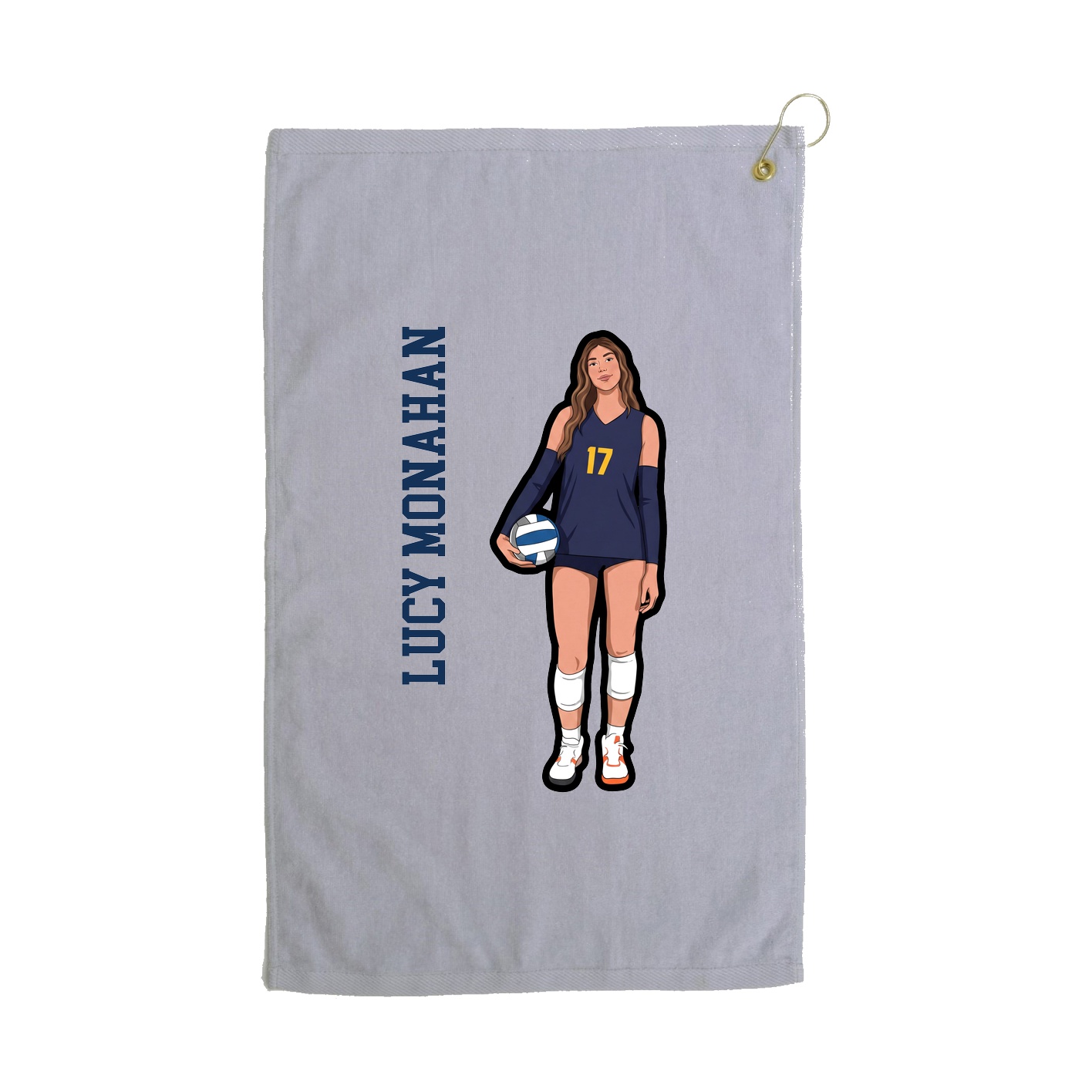 Golf Towel — Name Vertical in Grey