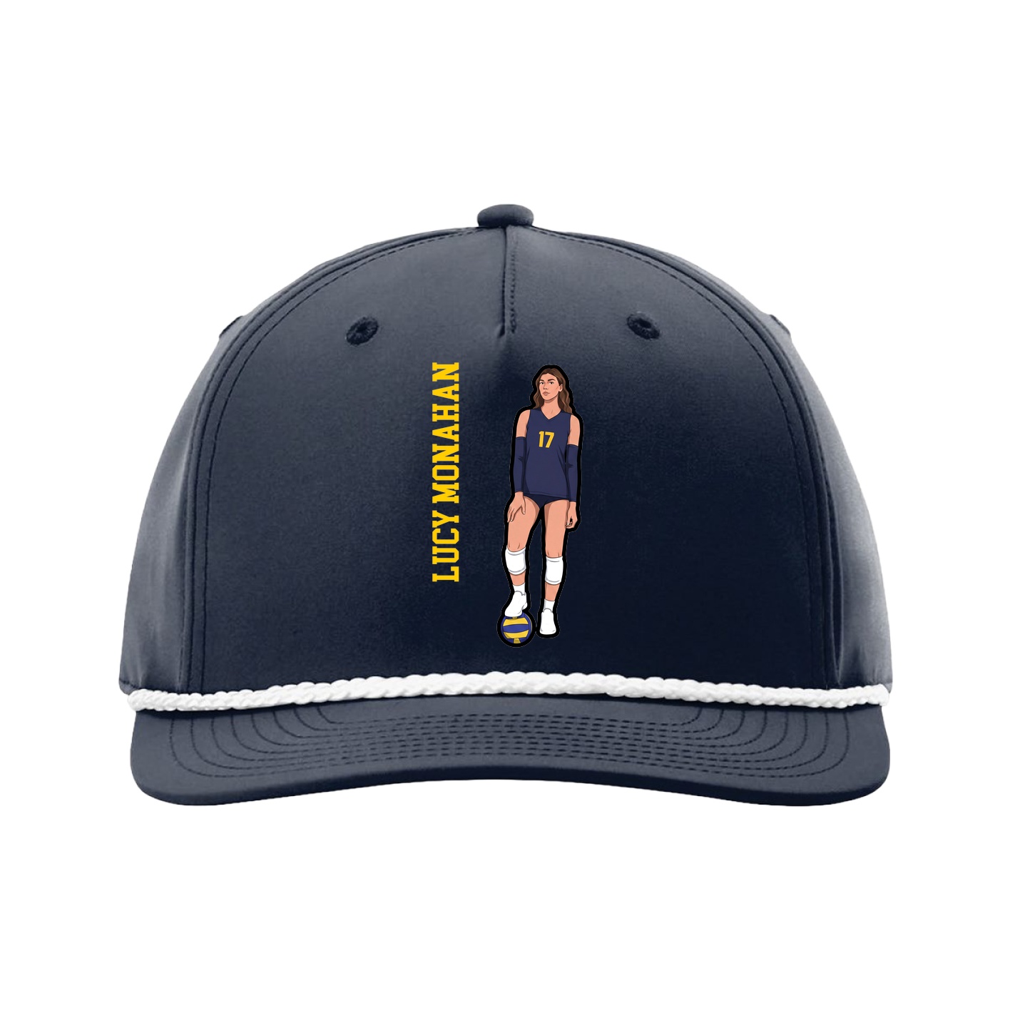Five-Panel Classic Rope Cap — Name Vertical in Navy