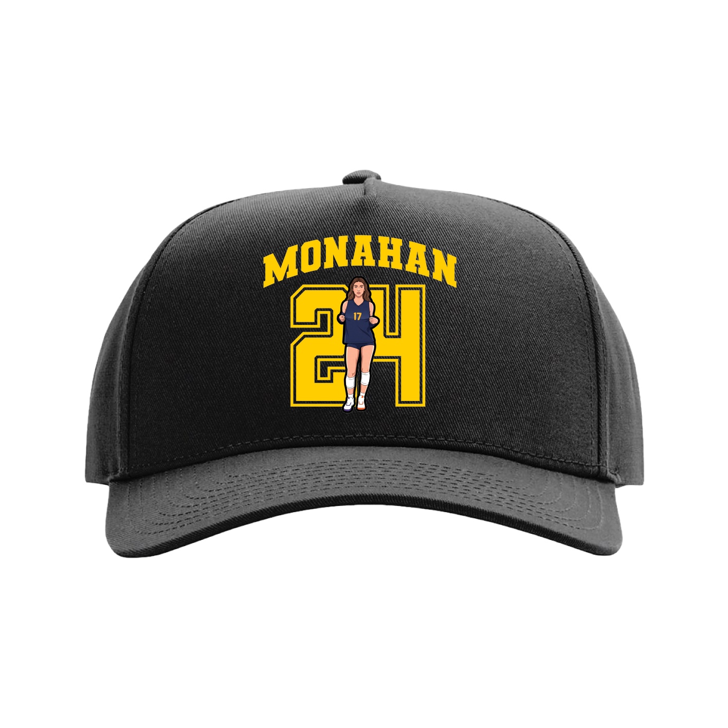 Full Fabric Five-Panel Champ Cap — Number in Black