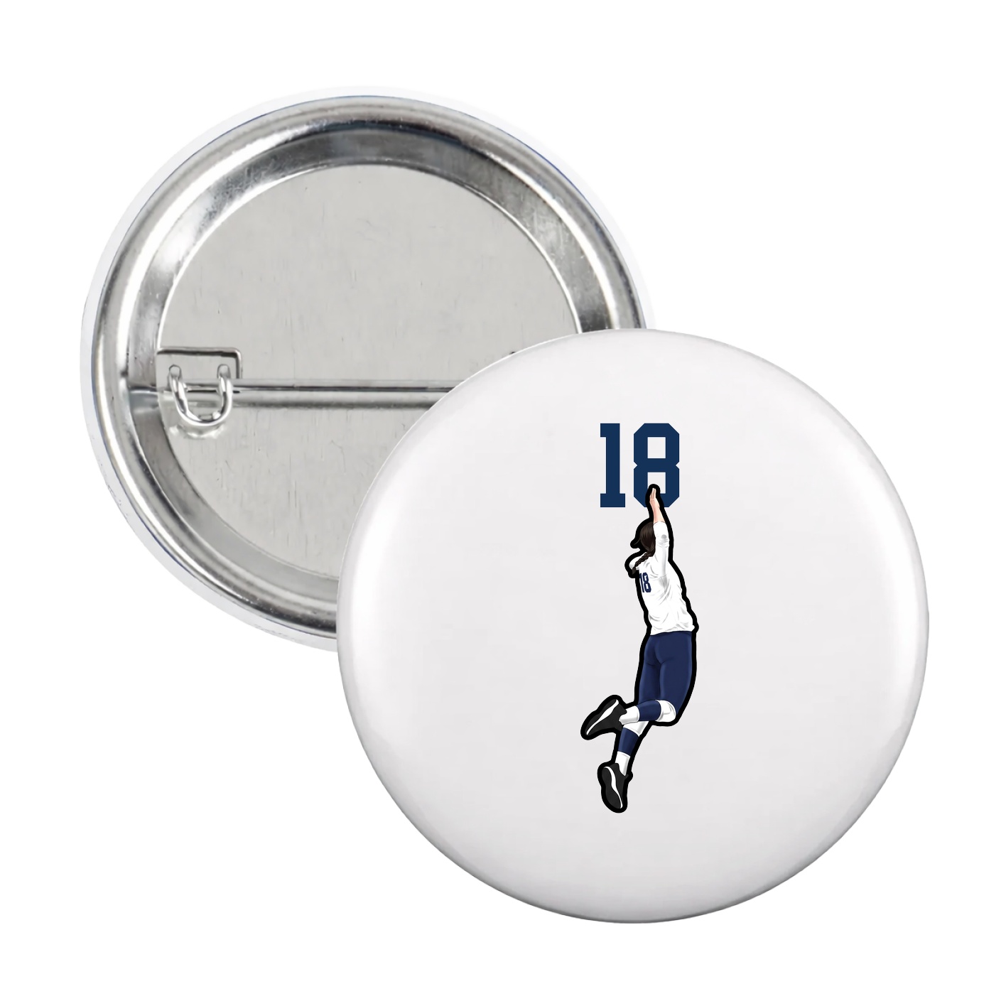 Game Day Button — Number Top in White