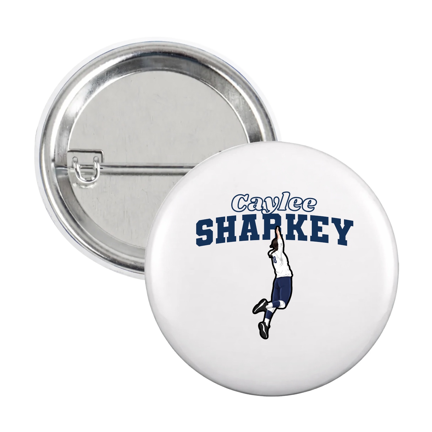 Game Day Button — Name Arch in White