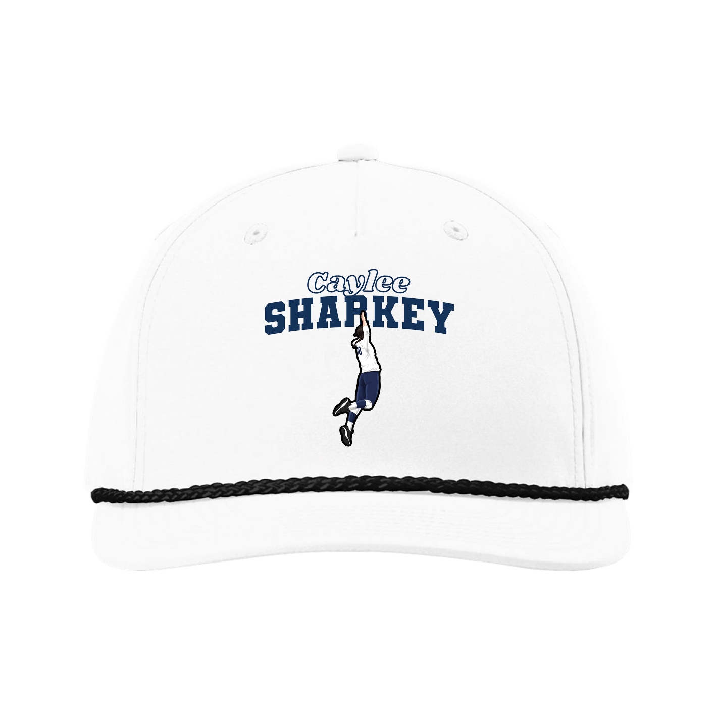 Five-Panel Classic Rope Cap — Name Arch in White