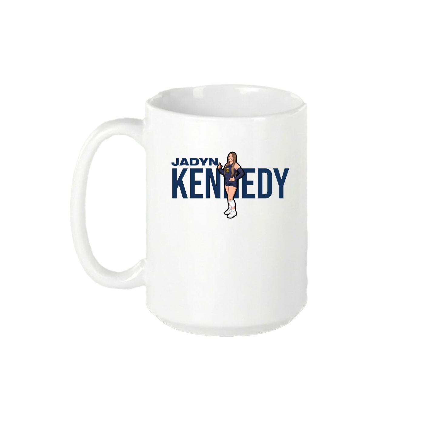 15oz Coffee Mug — Player Name in White