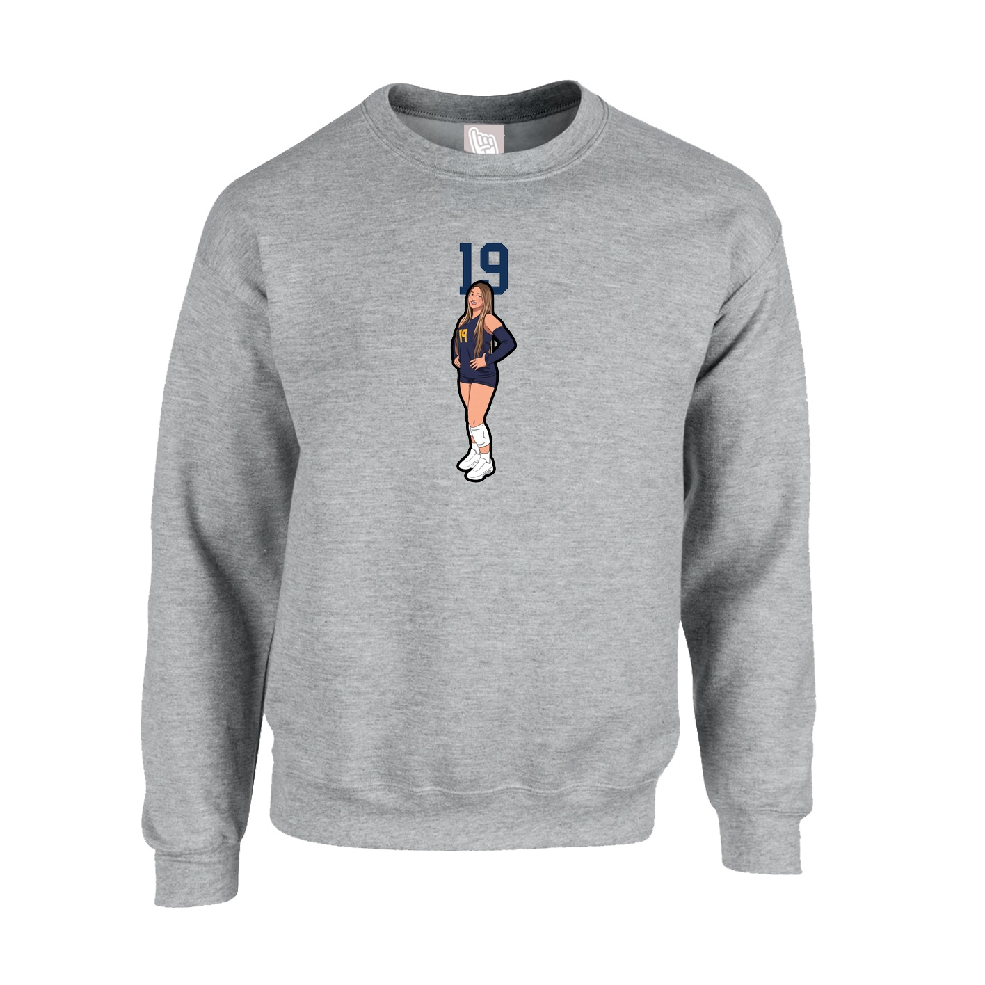 Fleece Crew — Number Top in Grey