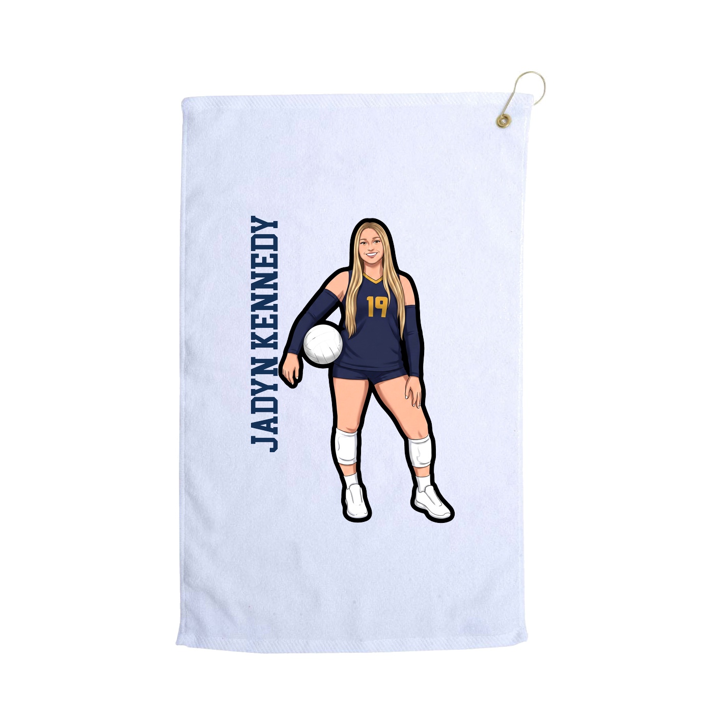 Golf Towel — Name Vertical in White
