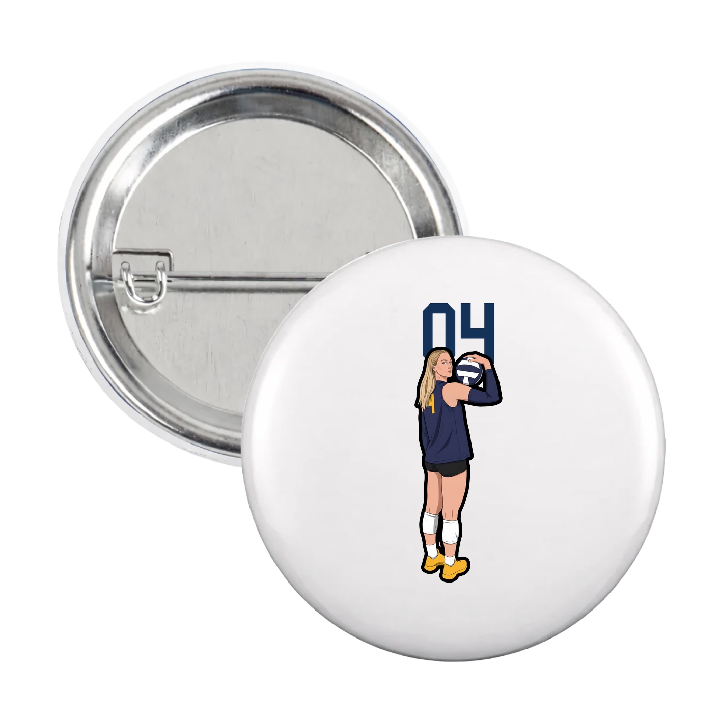 Game Day Button — Number Top in White